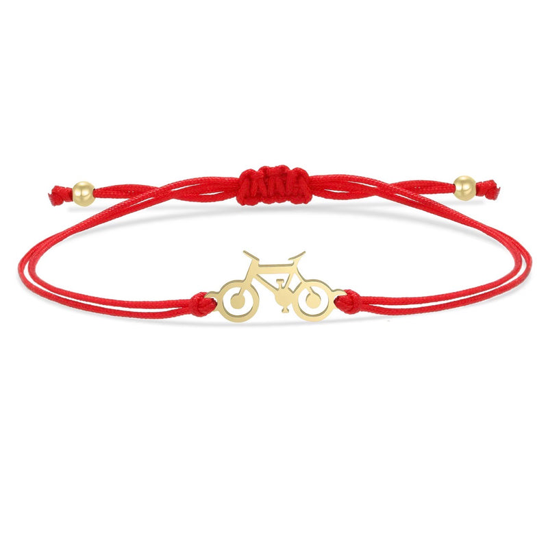 Bike Lover Adjustable Red String Bracelet – Stainless Steel Bicycle Charm