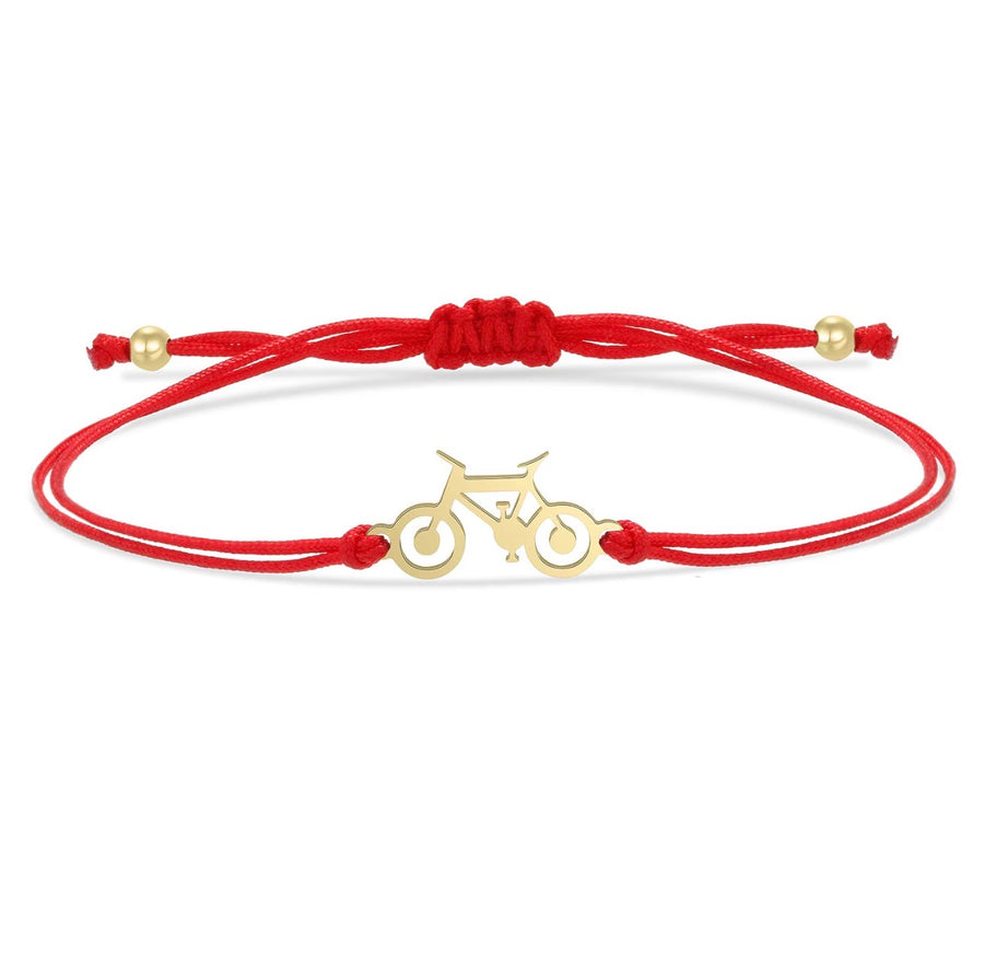 Bike Lover Adjustable Red String Bracelet – Stainless Steel Bicycle Charm