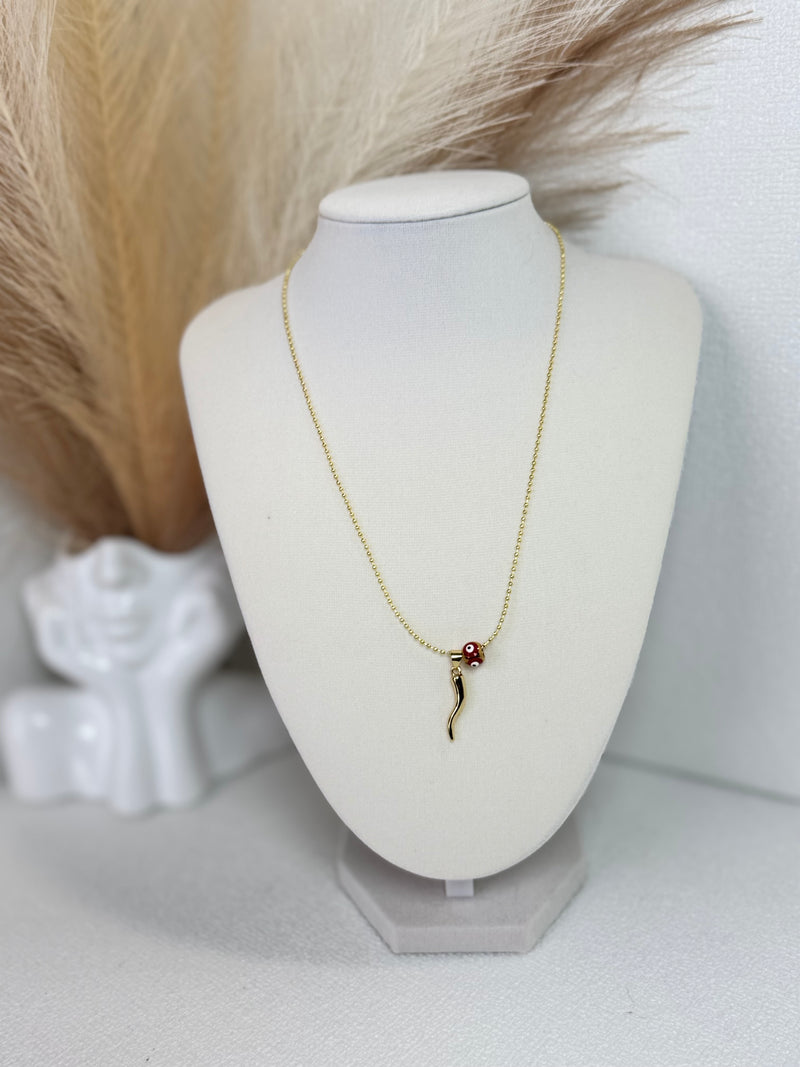 Cornicello Horn & Evil Eye Necklace – 18K Gold Plated | 2 Styles
