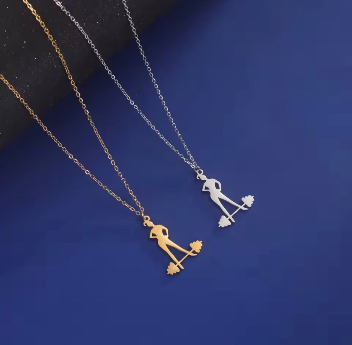 Fitness Girl Barbell Necklace - Stainless Steel - Gold or Silver