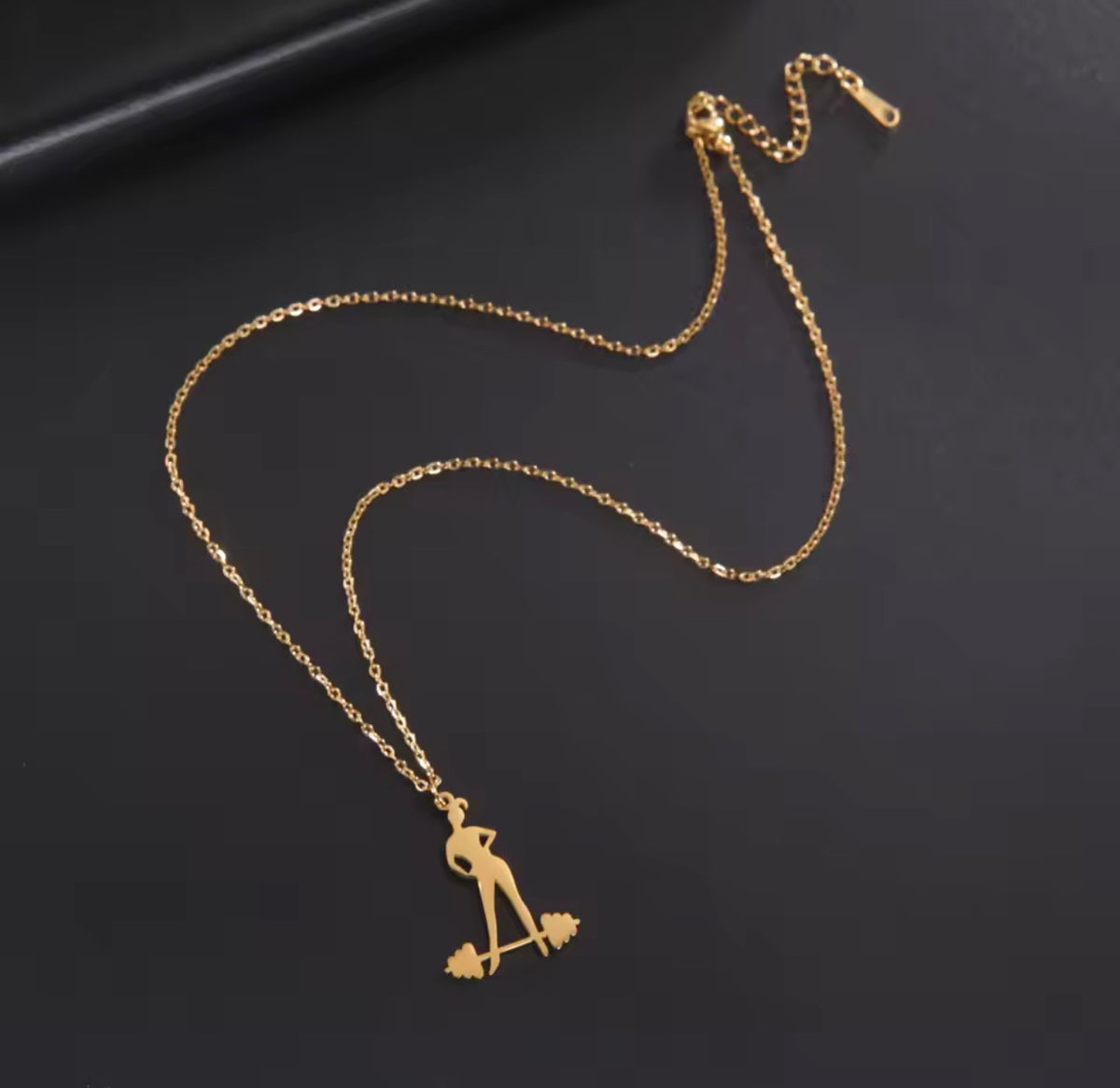 Fitness Girl Barbell Necklace - Stainless Steel - Gold or Silver