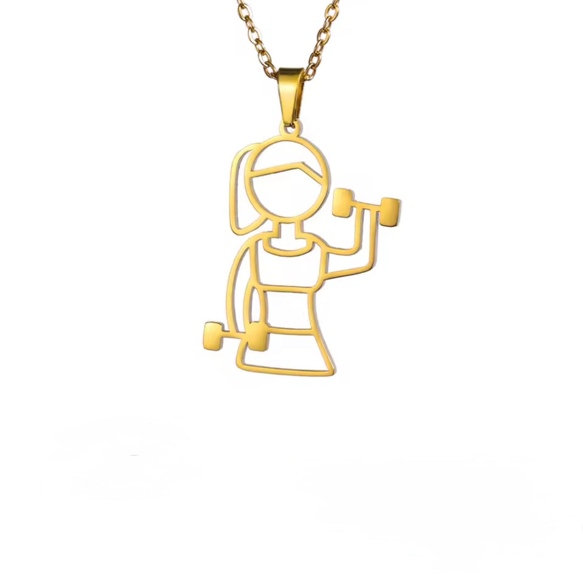 Fitness Girl Pendant Necklace - Stainless Steel - Available in Gold and Silver