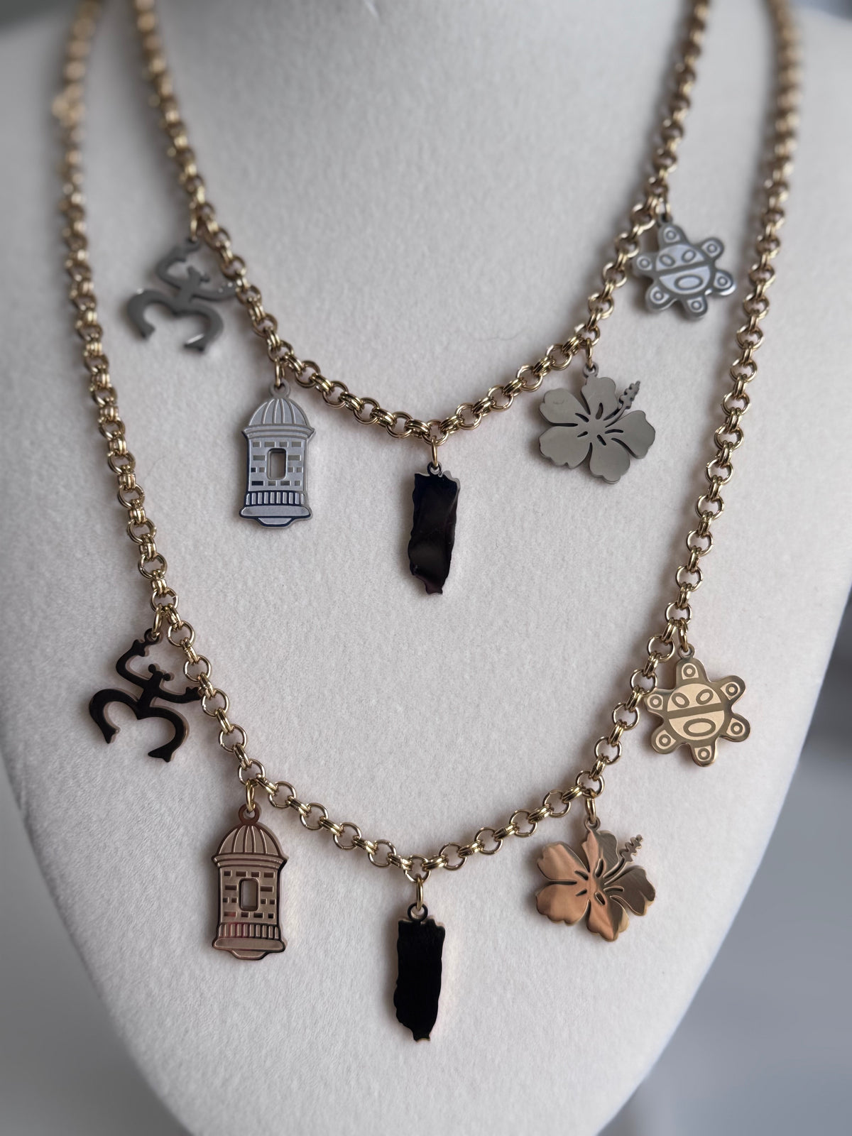 Puerto Rico Culture Charm Necklace - Stainless Steel - 4 Styles Available