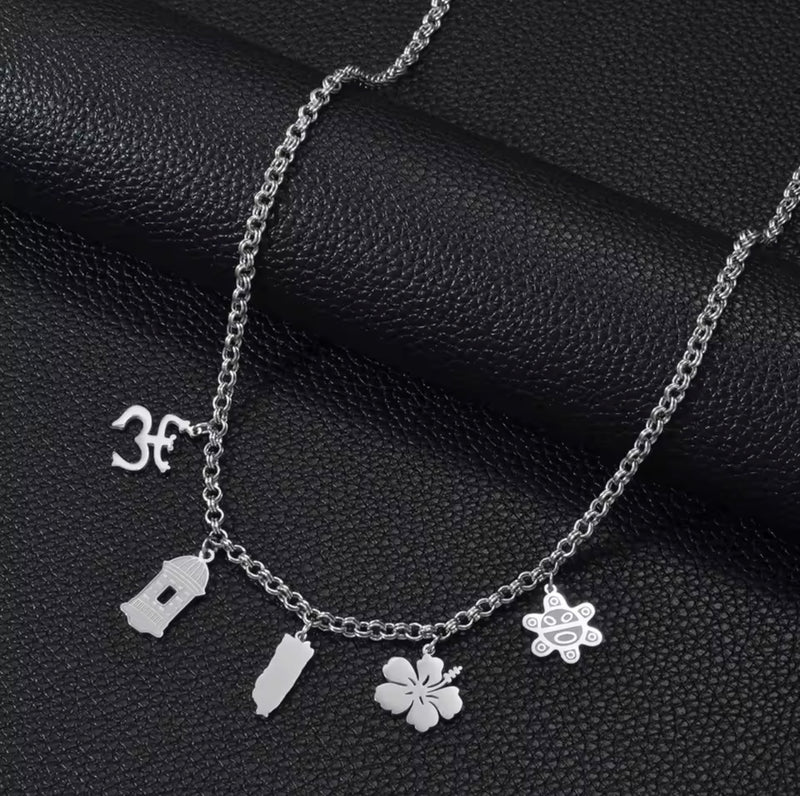 Puerto Rico Culture Charm Necklace - Stainless Steel - 4 Styles Available
