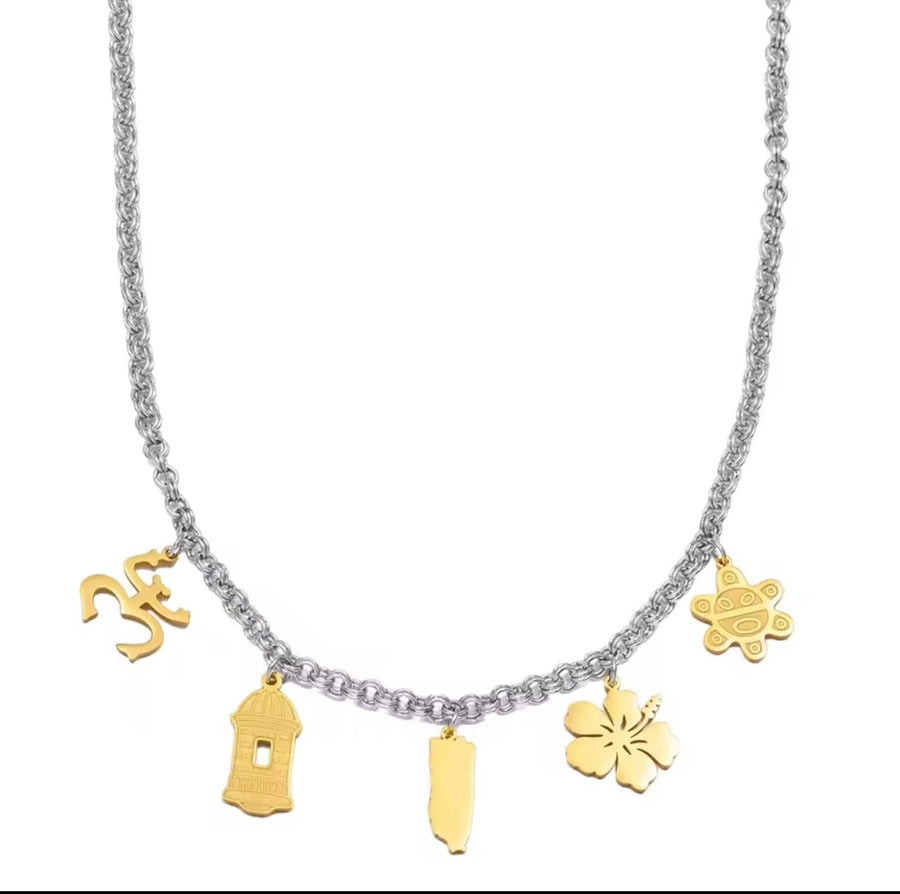 Puerto Rico Culture Charm Necklace - Stainless Steel - 4 Styles Available
