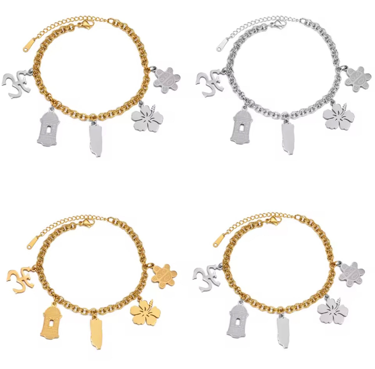 Puerto Rico Culture Charm Bracelet - Stainless Steel - 4 Styles Available