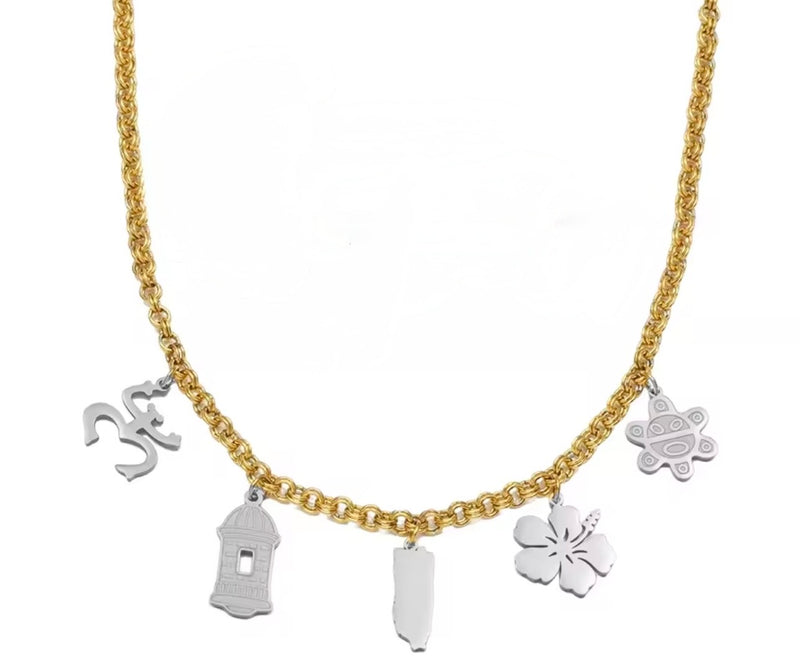 Puerto Rico Culture Charm Necklace - Stainless Steel - 4 Styles Available