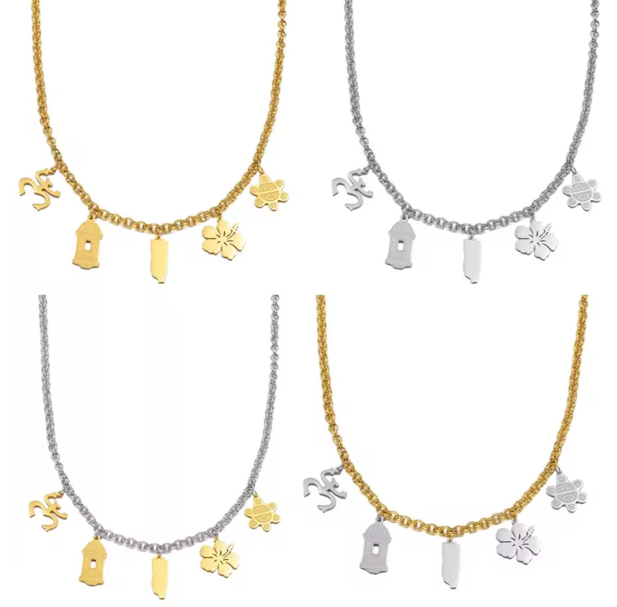 Puerto Rico Culture Charm Necklace - Stainless Steel - 4 Styles Available