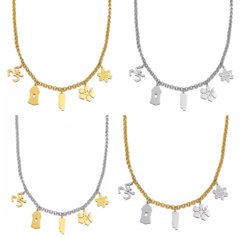 Puerto Rico Culture Charm Necklace - Stainless Steel - 4 Styles Available