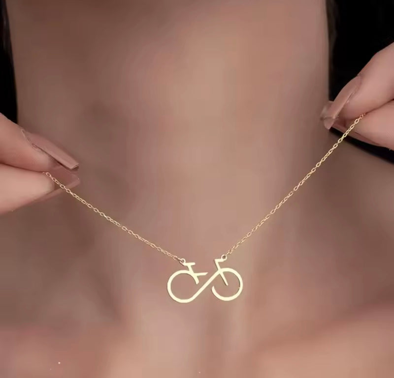Infinity Bicycle Pendant Necklace – Stainless Steel | Gold & Silver