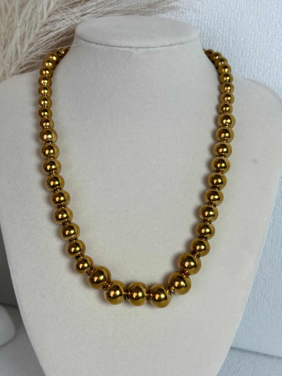 Stainless Steel Beaded Necklace – Gold & Silver | Adjustable 16.5–18.5"
