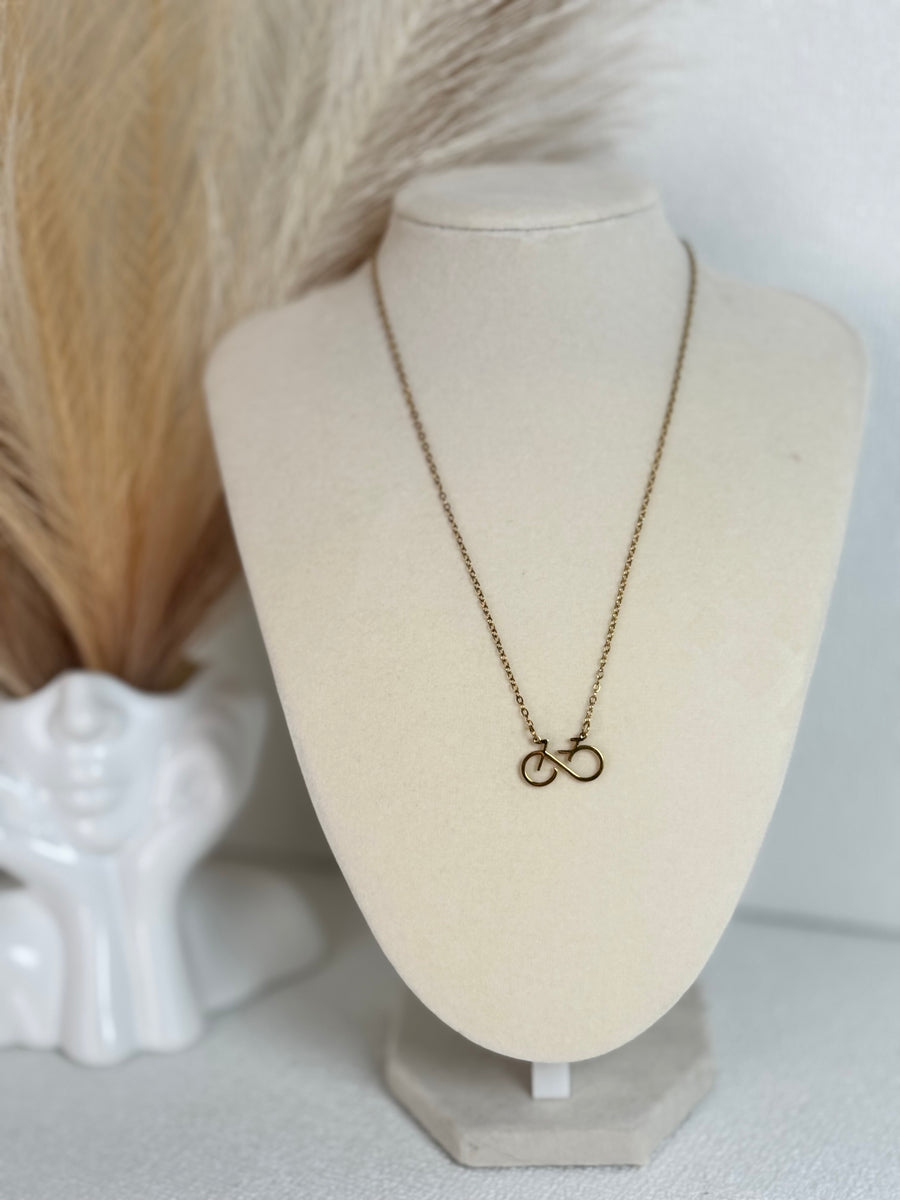 Infinity Bicycle Pendant Necklace – Stainless Steel | Gold & Silver
