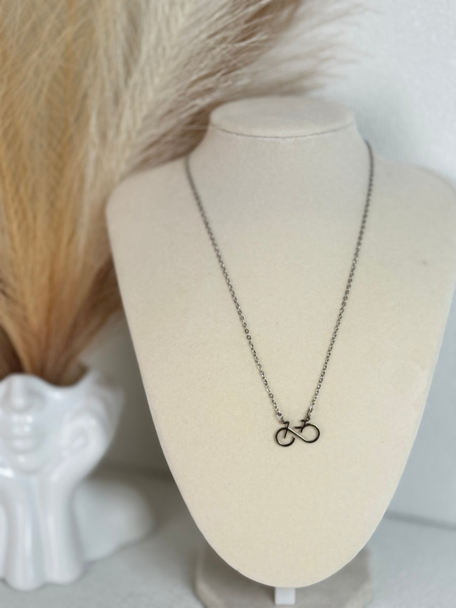Infinity Bicycle Pendant Necklace – Stainless Steel | Gold & Silver