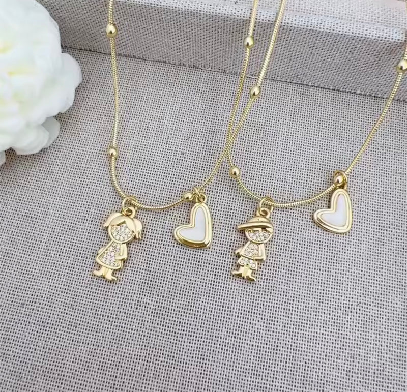 Boy or Girl Heart Necklace - Stainless Steel - 2 Options Available