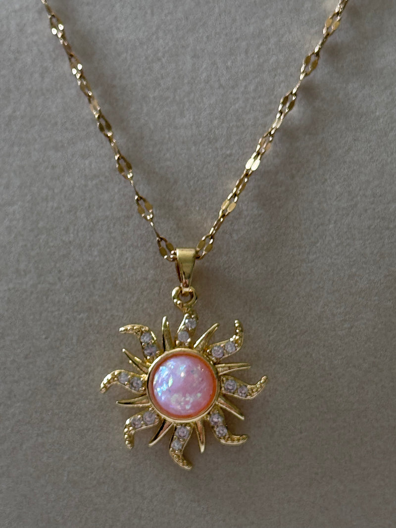 Pink Sun Glow Necklace – Stainless Steel