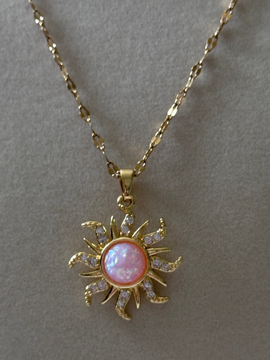 Pink Sun Glow Necklace – Stainless Steel
