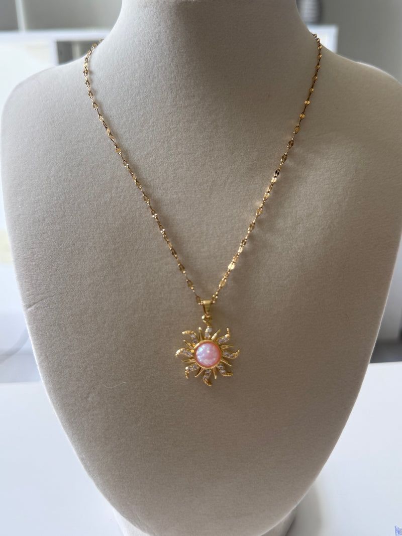 Pink Sun Glow Necklace – Stainless Steel