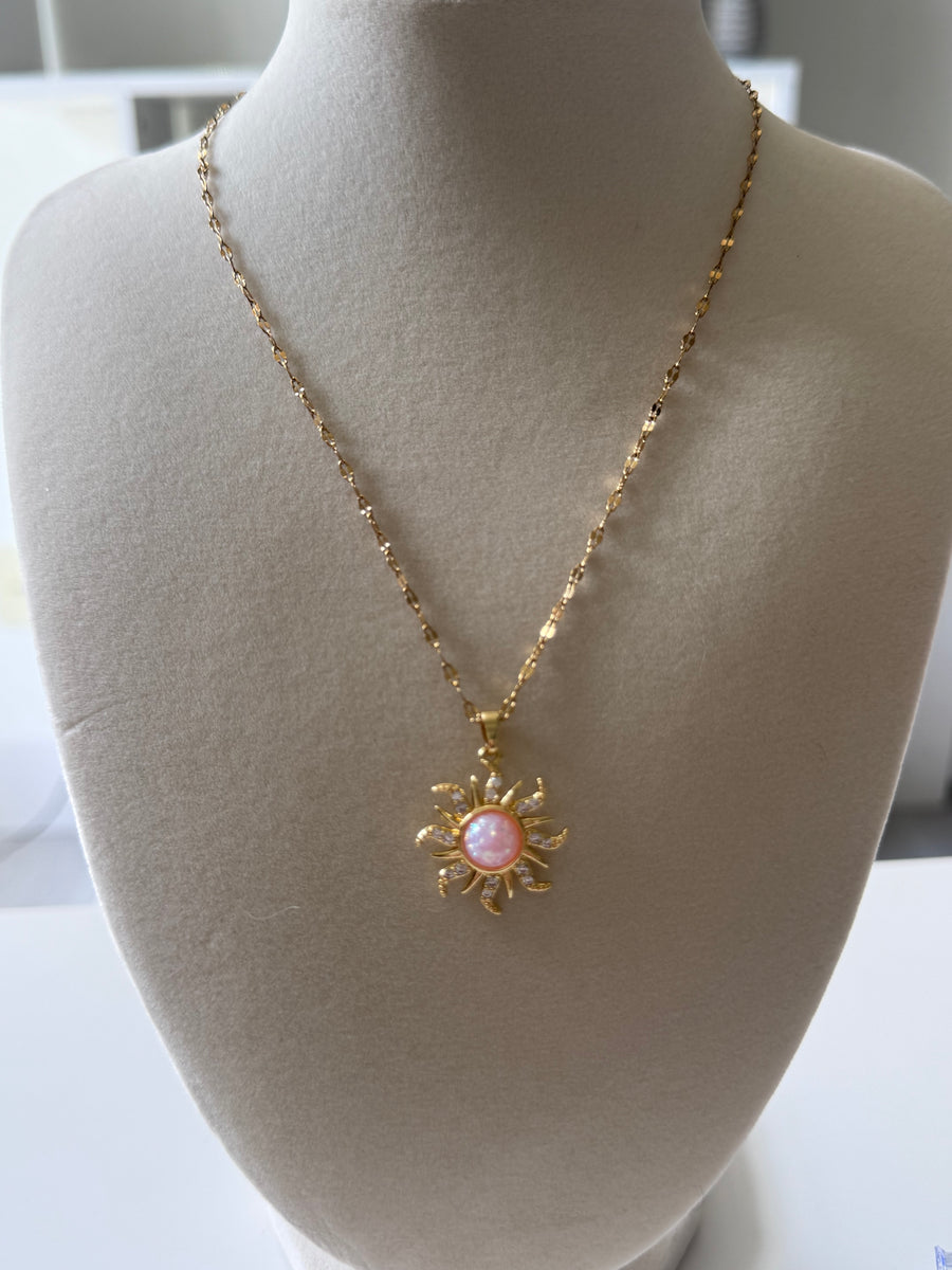 Pink Sun Glow Necklace – Stainless Steel