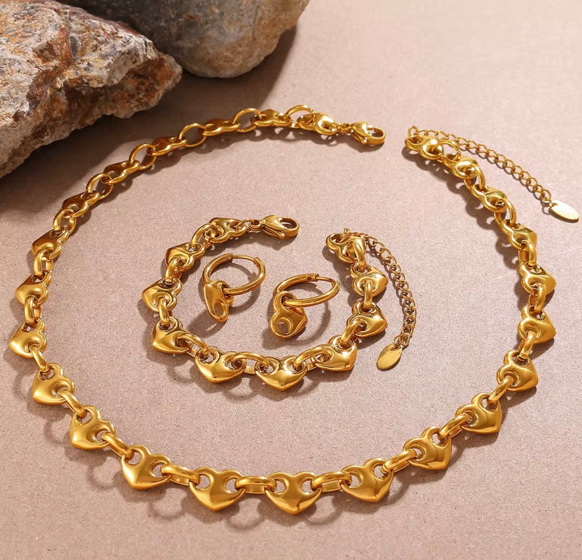Heart Link Set – 3 Piece Stainless Steel