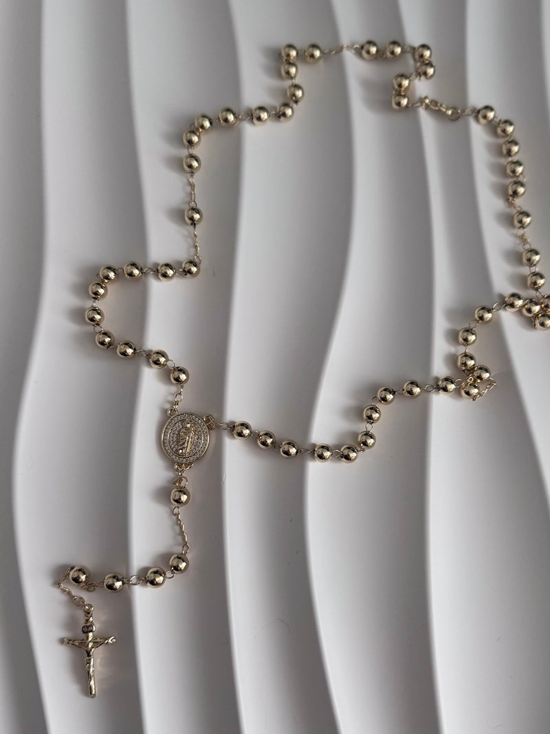 St. Jude Rosary Necklace – 18K Gold Plated Stainless Steel