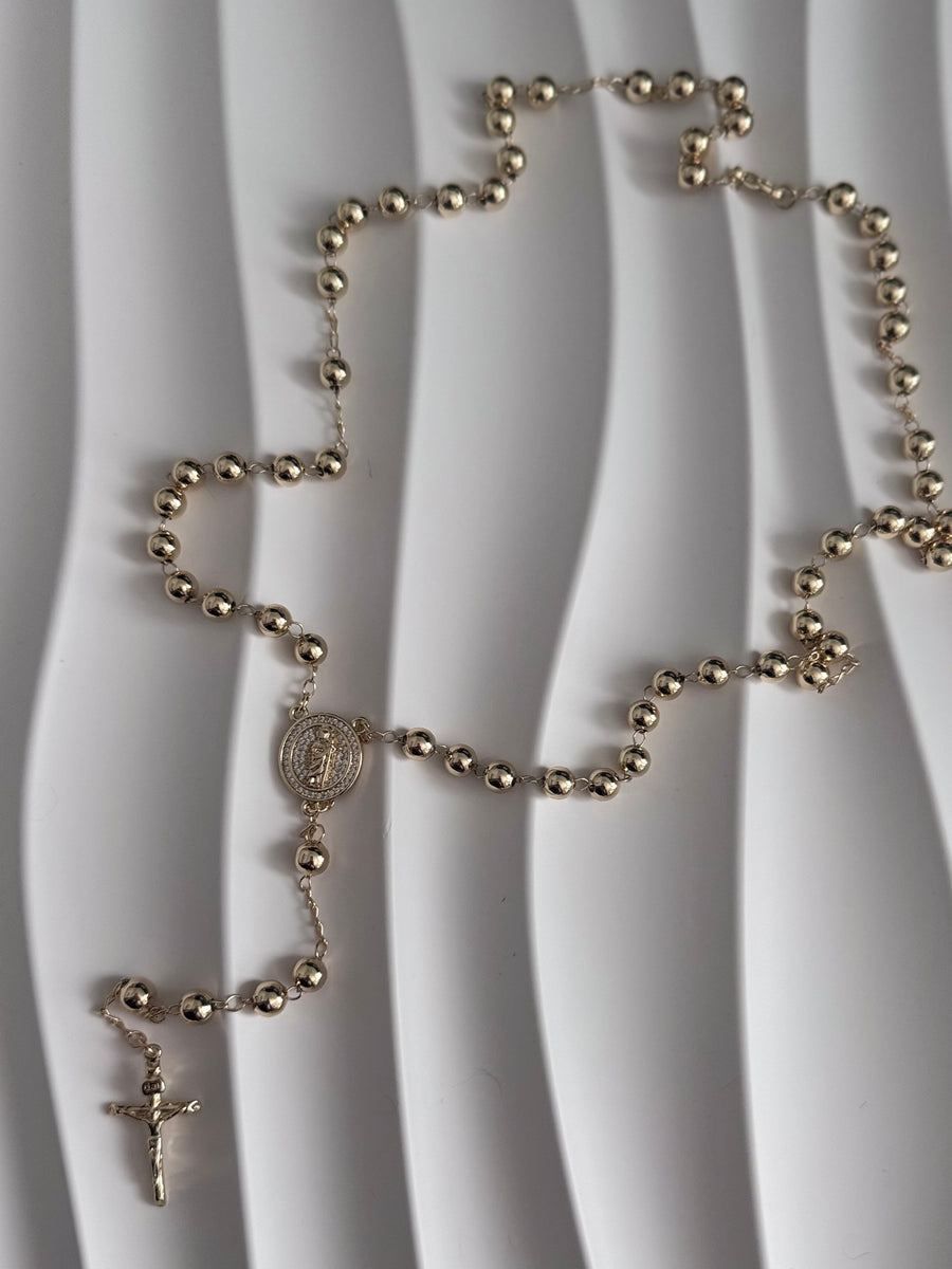 St. Jude Rosary Necklace – 18K Gold Plated Stainless Steel