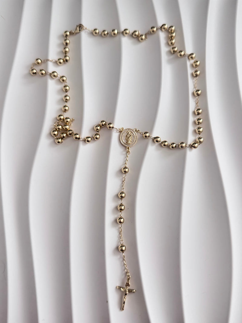St. Jude Rosary Necklace – 18K Gold Plated Stainless Steel