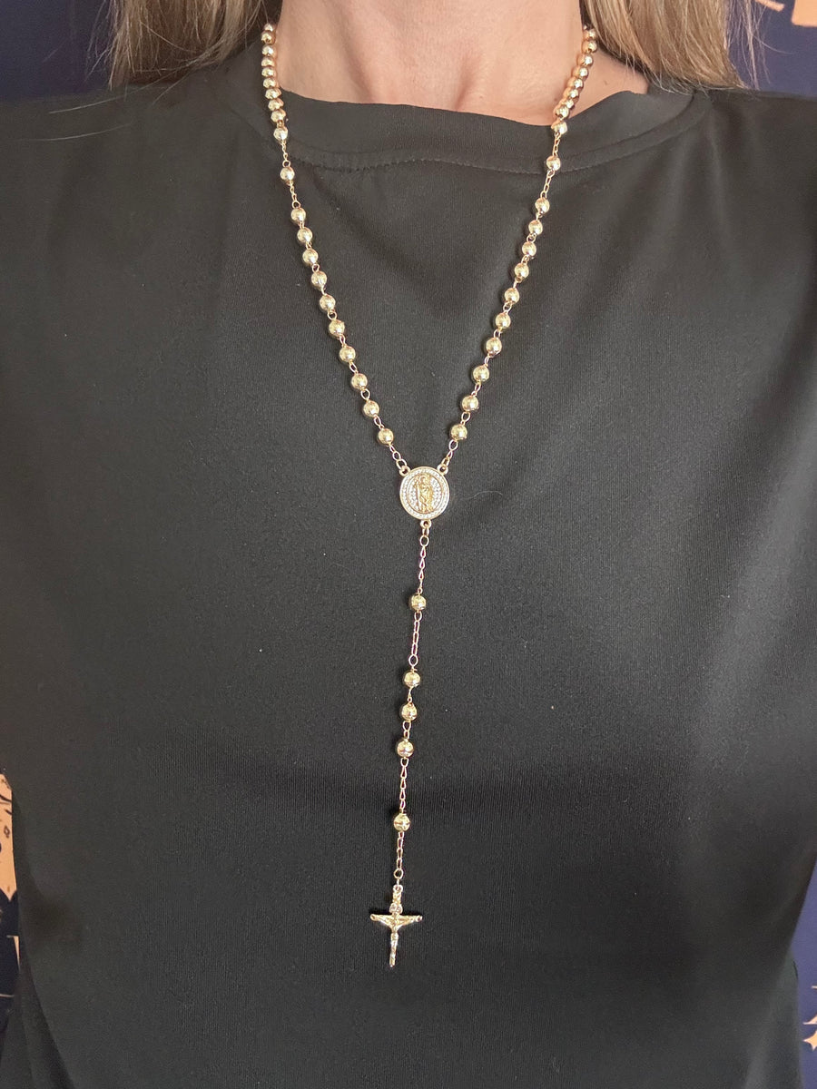 St. Jude Rosary Necklace – 18K Gold Plated Stainless Steel