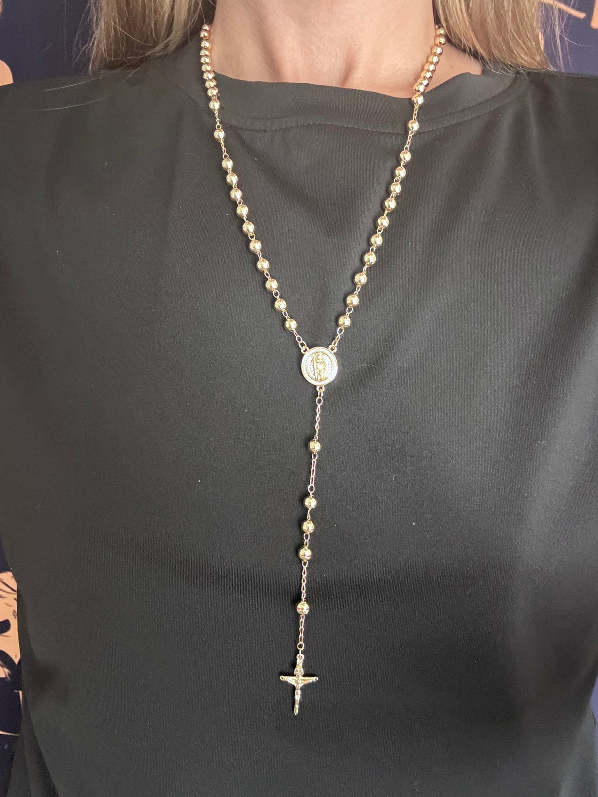 St. Jude Rosary Necklace – 18K Gold Plated Stainless Steel