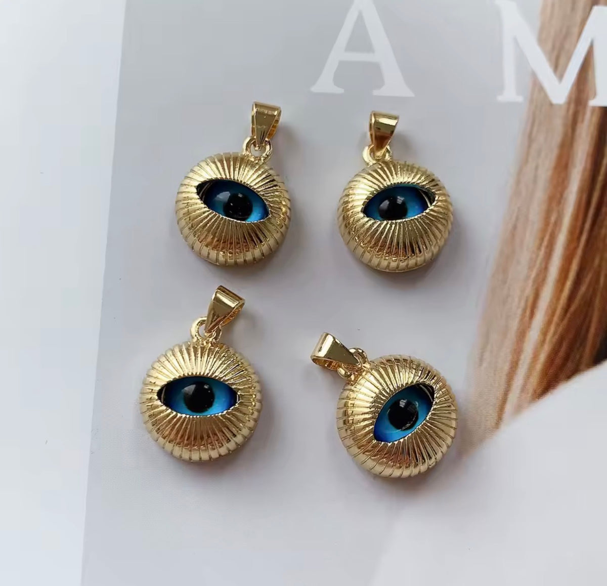 Gold Evil Eye Heart Pendant – 16mm, 20mm & 22mm