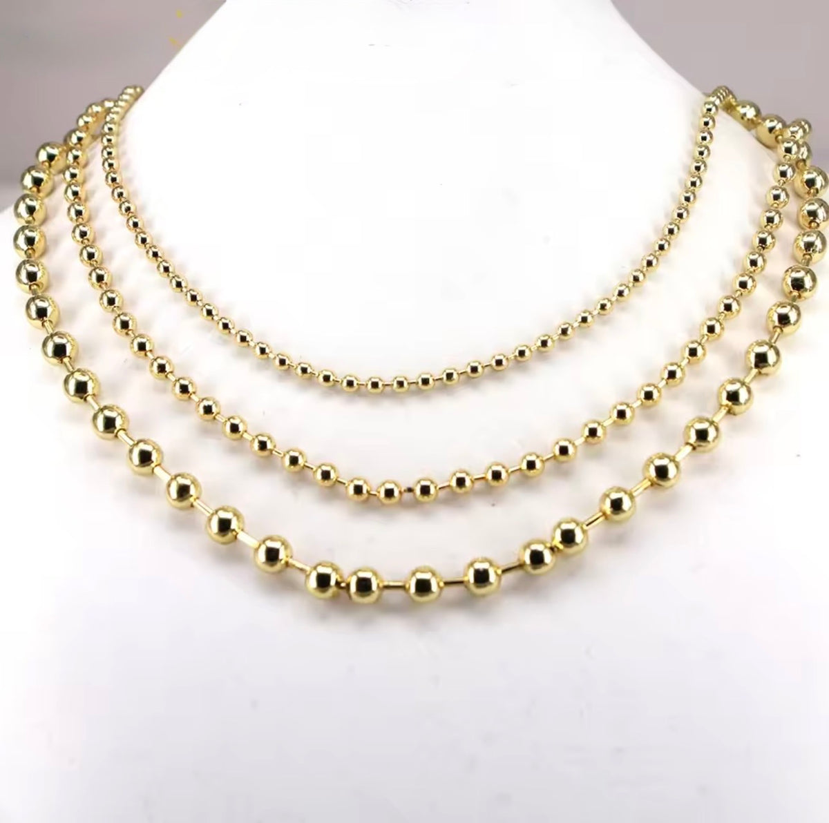 18KT Gold Plated Classic Beaded Necklace