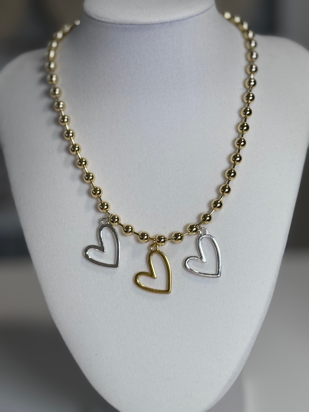 Triple Heart Charm Necklace