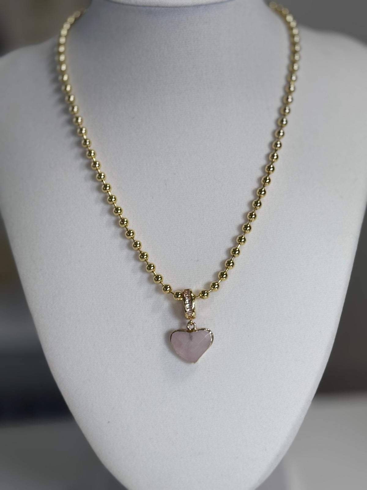 Mini Rose Quartz Heart Necklace