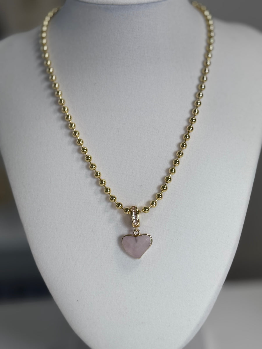 Mini Rose Quartz Heart Necklace