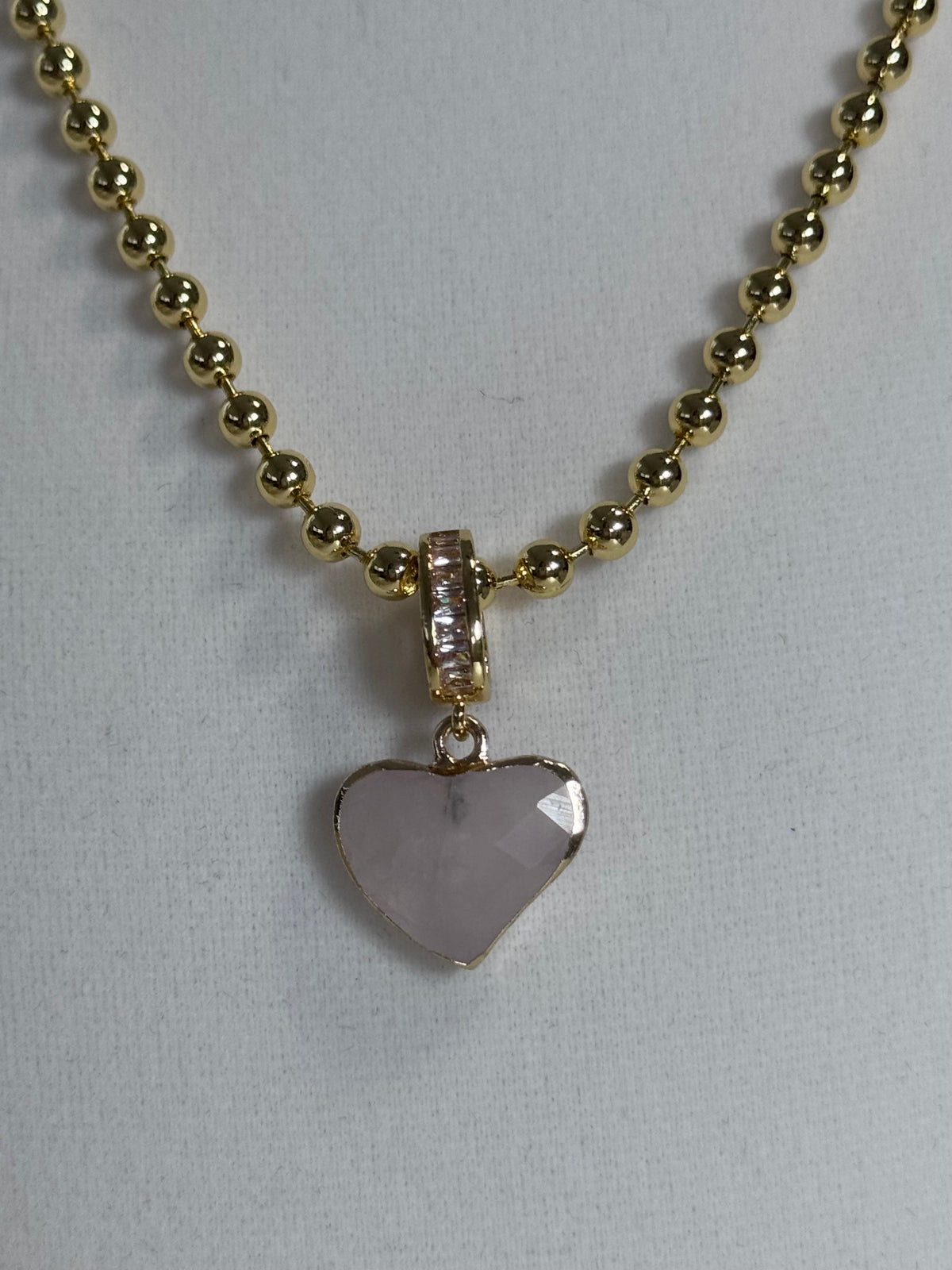 Mini Rose Quartz Heart Necklace