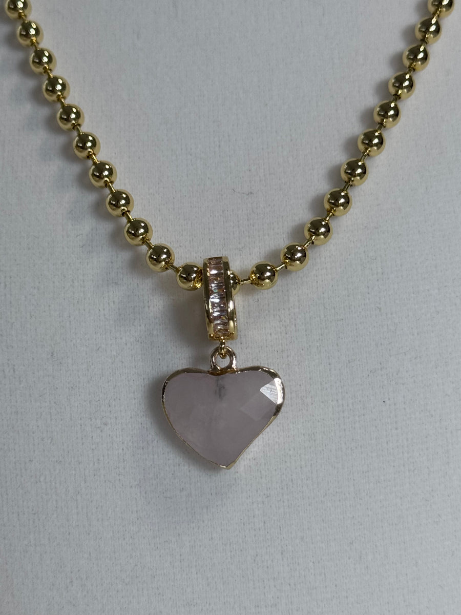 Mini Rose Quartz Heart Necklace