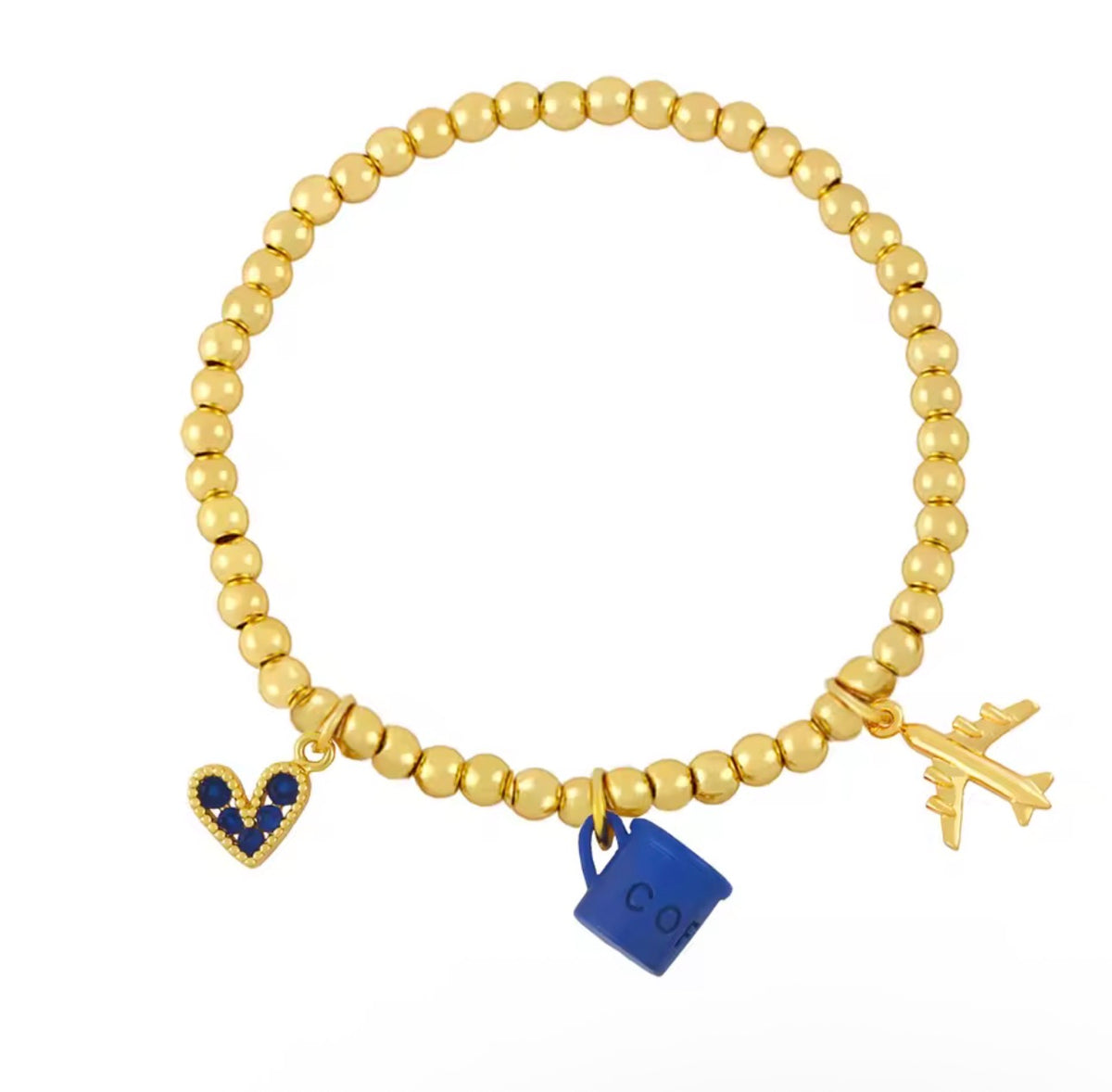 Travel & Coffee Lover Charm Bracelet ✈️☕💖