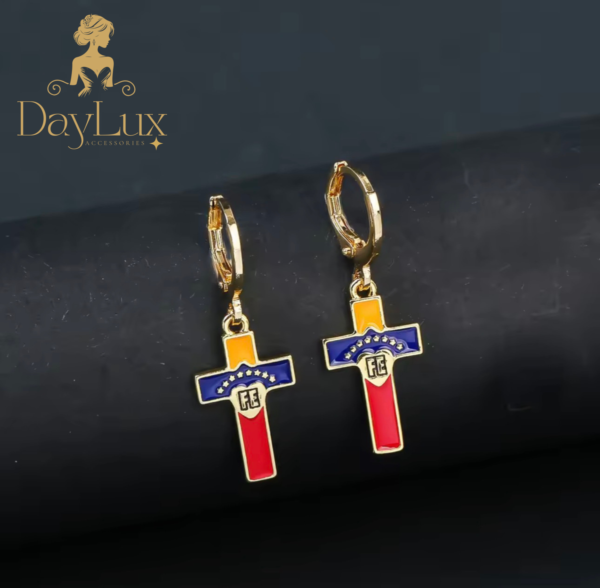 Venezuela Cross Fe Hoops Earrings