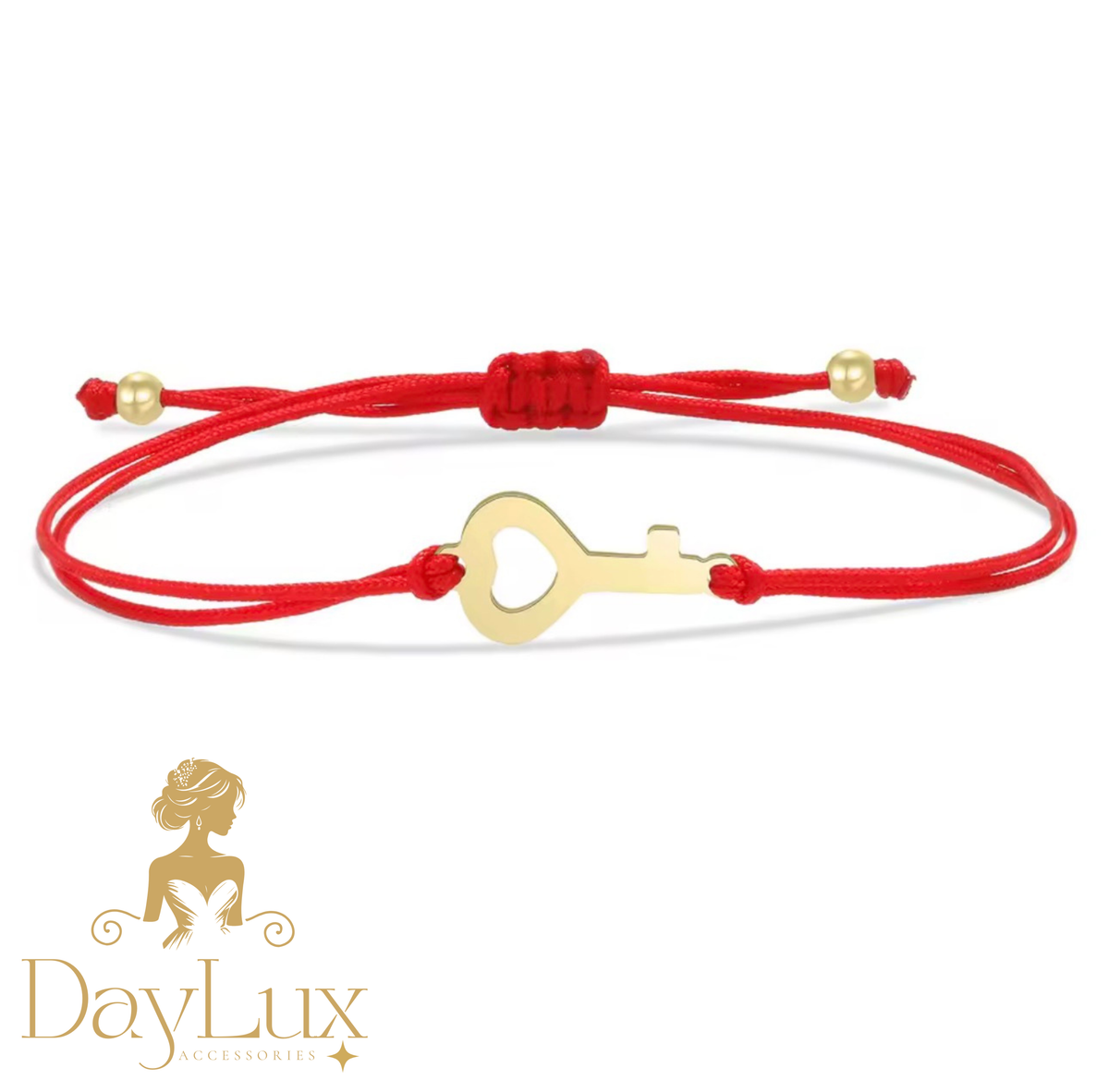 Heart Key Red Cord Bracelet