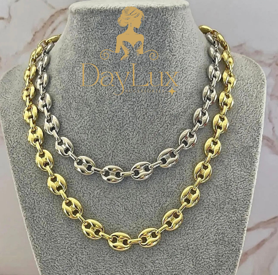 Stainless steel gold plated chain coffee bean link