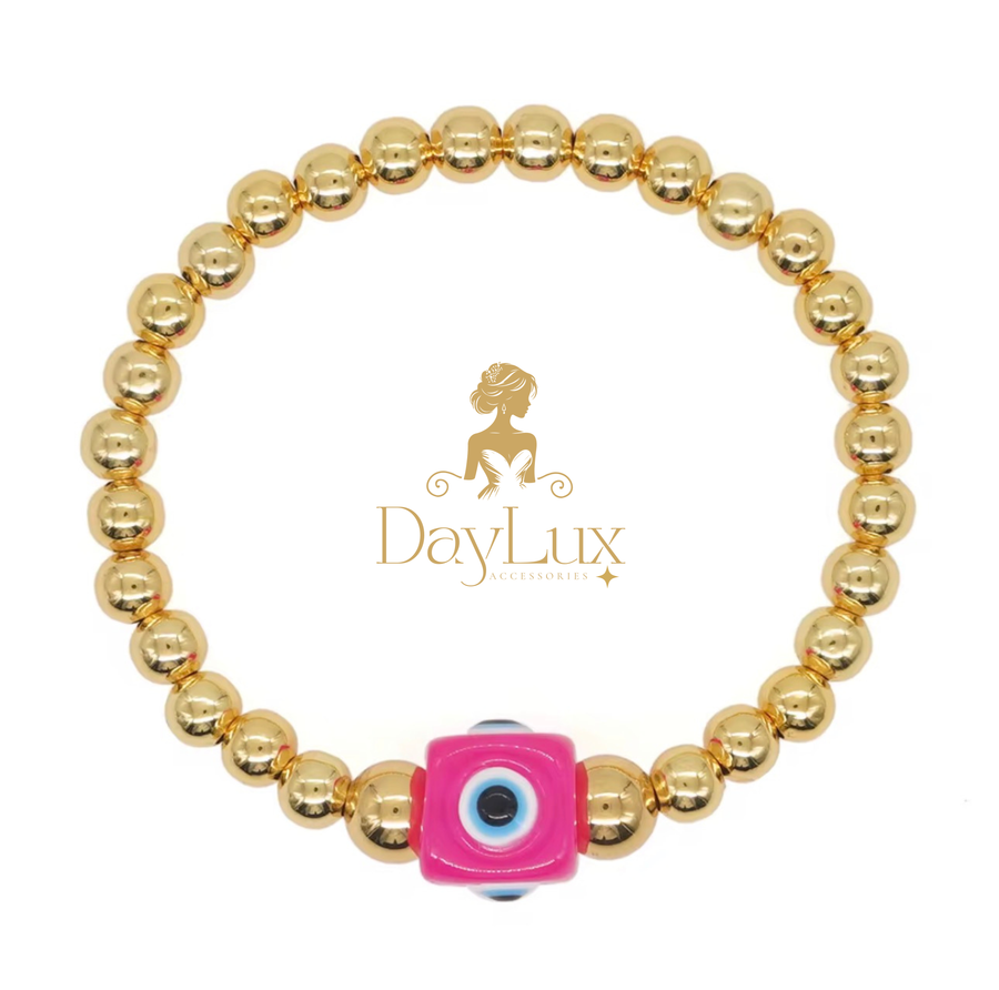 18K Gold Plated Evil Eye Beaded Bracelet