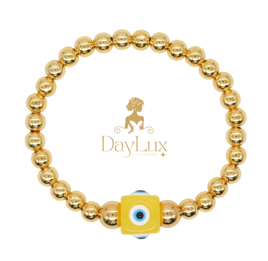 18K Gold Plated Evil Eye Beaded Bracelet
