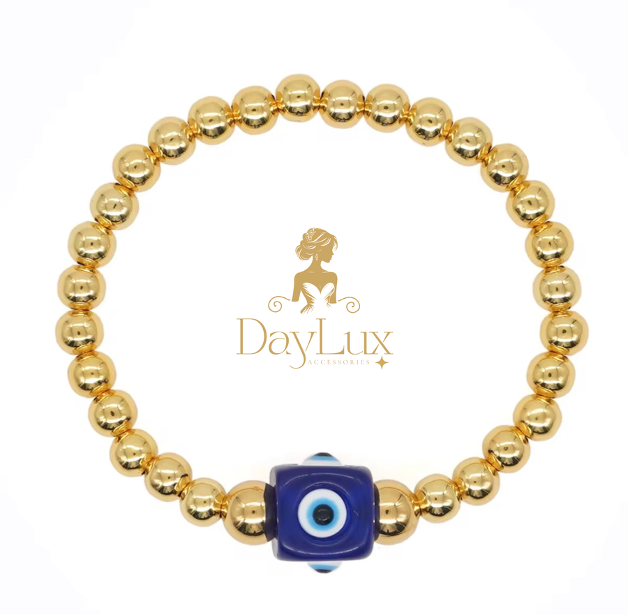 18K Gold Plated Evil Eye Beaded Bracelet