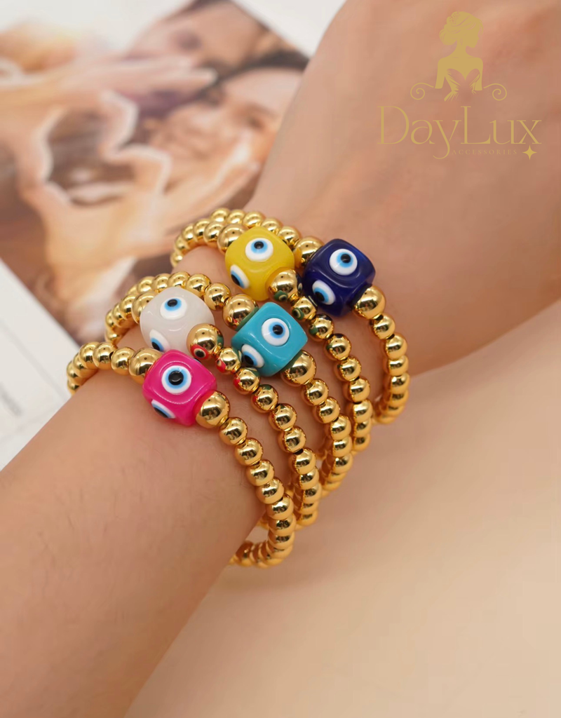 18K Gold Plated Evil Eye Beaded Bracelet