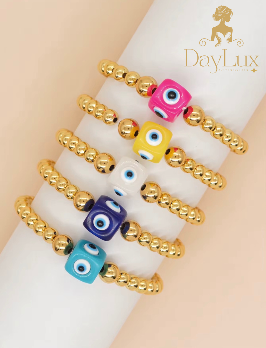 18K Gold Plated Evil Eye Beaded Bracelet